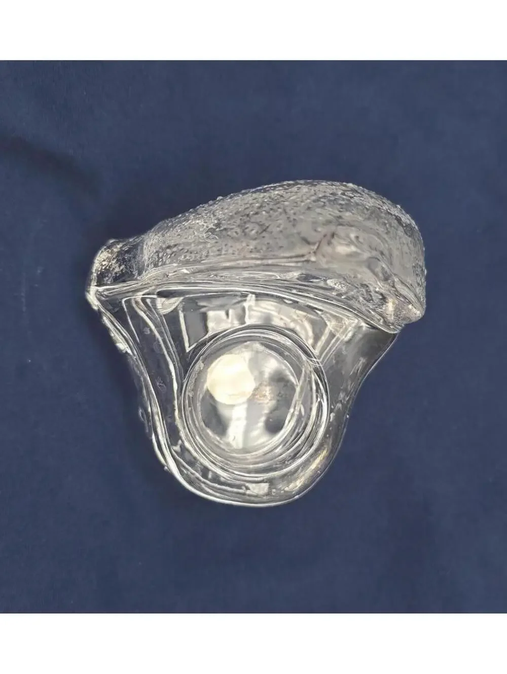 Vintage PartyLite Dolphin Waves Glass Tealight Glass Candle Holder w/Sticker - Picture 8 of 9